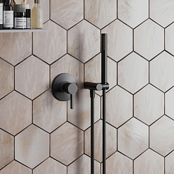 Paini Смеситель для ванны и душа Brera 74PZ690 встраиваемый, брашированный чёрный – фотография-2