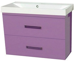 Misty Тумба с раковиной Джулия QVATRO 65 подвесная конус сиреневая – фотография-1