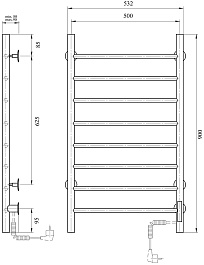 Domoterm Полотенцесушитель электрический Аврора DMT 109-8 50x90 EKTD R хром – фотография-4