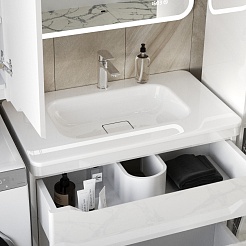 Style Line Тумба с раковиной Марелла 80 Люкс Plus антискрейтч белая – фотография-3