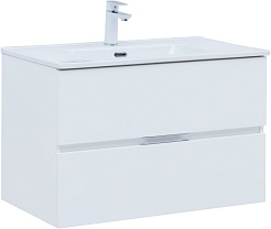 Aquanet Мебель для ванной Алвита New 80 Flat подвесная белая матовая – фотография-2