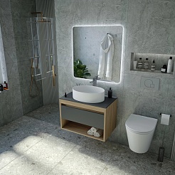 Teymi Тумба с раковиной Ritta 85 дуб эврика/графит матовый подвесная T60532 раковина T50502 – фотография-11