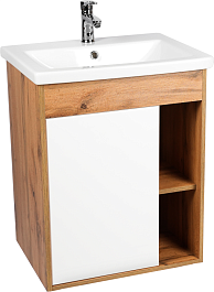 Viant Тумба под раковину Бостон 60 подвесная белая/дуб вотан – фотография-1
