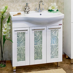 Sanflor Тумба для умывальника Валлетта 80 L зеркальный узор – фотография-1