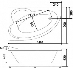 BellSan Акриловая ванна Грета 150x90 R с гидромассажем – фотография-4