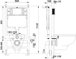 Aquatek Унитаз подвесной Ника AQ2009-00 в комплекте с инсталляцией Standard INS-0000012 с клавишей смыва KDI-0000015 белая и крепления KKI-0000002 – фотография-3