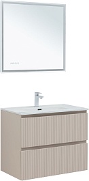 Aquanet Тумба с раковиной Джейн (Flat) 80 подвесная бежевая матовая – фотография-8