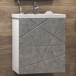 Vigo Мебель для ванной Geometry 2-500 белая/бетон – фотография-4
