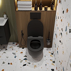 Vivon Унитаз подвесной Colett PDBL02 безободковый с быстросъёмным сиденьем микролифт черный матовый – фотография-5