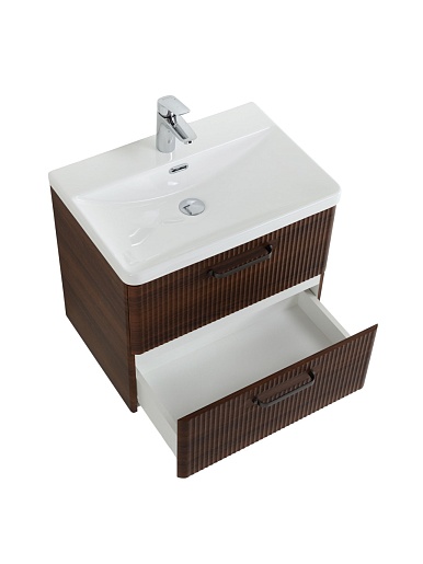 BelBagno Тумба с раковиной Due 60 подвесная Noce ручки Матовый тёмный никель – фотография-8