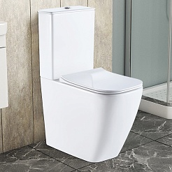 Azario Унитаз-компакт Mirada S AZ-1288A безободковый с бачком с сиденьем микролифт белый – фотография-2