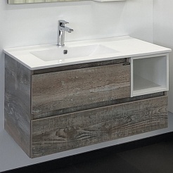 Comforty Тумба с раковиной Турин 90L подвесная дуб бежевый – фотография-1