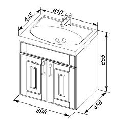 Aquanet Тумба с раковиной "Рондо 60" белый антик (дверцы) – фотография-9