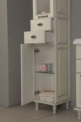 Акватон Пенал для ванной "Жерона" R белое серебро – фотография-6