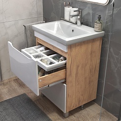 Vigo Мебель для ванной Grani 600-0-2 белая/дуб золотой – фотография-5