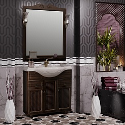 Opadiris Тумба с раковиной Тибет 85 с декоративной решеткой, нагал – фотография-9