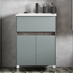 Акватон Тумба с раковиной Форест 60 дуб рошелье/сумеречный голубой – фотография-5