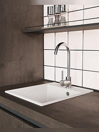 Teymi Мойка кухонная Helmi Smart 42 кварцевая белая матовая – фотография-7