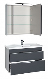 Aquanet Зеркальный шкаф "Эвора 100" серый антрацит – фотография-6