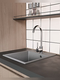 Teymi Мойка кухонная Helmi Smart 42 кварцевая серая матовая – фотография-8