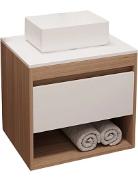 Teymi Тумба с раковиной Ritta 55 дуб эврика/белый матовый подвесная T60519 раковина T50304 – фотография-1