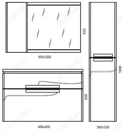  Мебель для ванной Nota 90 серая – фотография-4