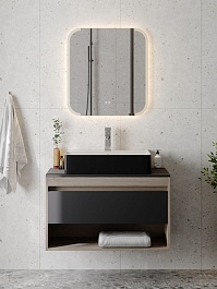 Teymi Раковина накладная в ванную Helmi 60 Duo чёрно-белый глянец T50272 – фотография-7