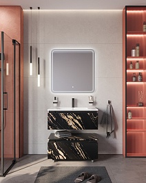 Cezares Тумба с раковиной Slider 80 с 2 ящиками подвесная чёрный фьюжн – фотография-8