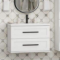 Misty Тумба под раковину Модерн 80 подвесная белая – фотография-2