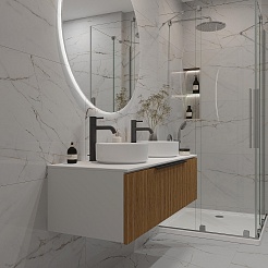 Зов Тумба с раковиной Кито 120 столешница подвесная белая/тростник – фотография-3