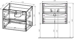 Vincea Тумба с раковиной Mia 60 2 ящика подвесная темное дерево – фотография-5