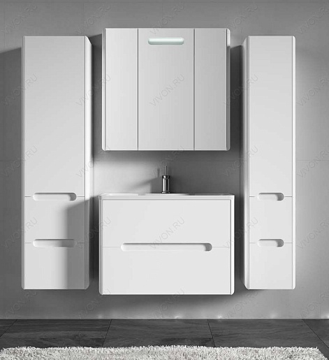 Водолей Зеркальный шкаф "Флорена 80" белый – картинка-3