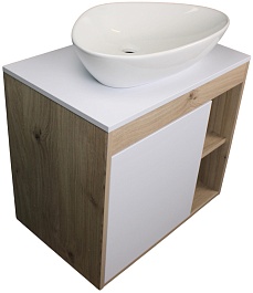 Teymi Тумба с раковиной Nura 80 Ellie 60 подвесная дуб/белый – фотография-1