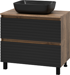 Brevita Тумба с раковиной Dakota 80 дуб галифакс олово/черный кварц – фотография-2