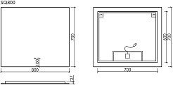 Sancos Зеркало Square 2.0 80 с подсветкой с бесконтактным выключателем – фотография-9