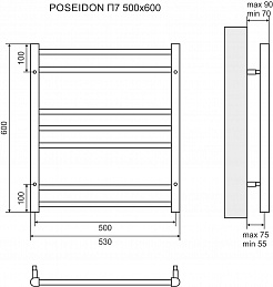 Lemark Полотенцесушитель электрический Poseidon П7 500x600 хром – фотография-5