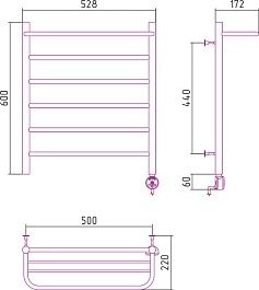 Стилье Полотенцесушитель электрический Формат 20 ТП 600х500 – фотография-2