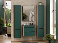 Brevita Тумба с раковиной Greenwood 60 подвесная зеленая матовая/дуб галифакс олово – фотография-10