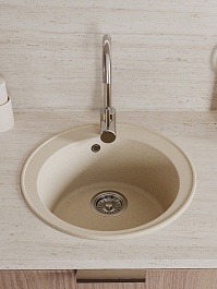 Teymi Мойка кухонная Lina Smart D48 кварцевая бежевая матовая – фотография-3