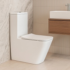 Azario Унитаз-моноблок Avanti AZ-6203 безободковый с бачком с сиденьем микролифт белый – фотография-2