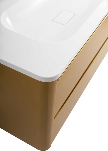 Cezares Тумба с раковиной без отверстия под смеситель Relax 100 подвесная брашированное золото – фотография-6