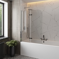 Teymi Шторка на ванну Anni 100x140 профиль хром стекло прозрачное – фотография-6