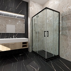 Triton Душевой уголок Фикс-Блэк 120х80 стекло прозрачное профиль черный матовый – фотография-9