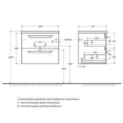 Cezares Тумба с раковиной Eco Cer-N 60 bianco lucido CZR-8095-60 ручки сатиновое золото – фотография-4