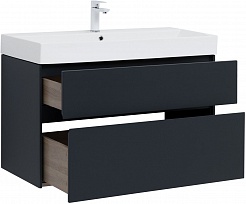 Aquanet Мебель для ванной Бруклин 100 подвесная черная матовая – фотография-23