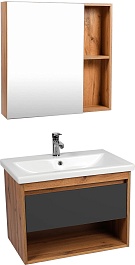 Viant Мебель для ванной Бостон 70 1 ящик подвесная графит/дуб вотан – фотография-1