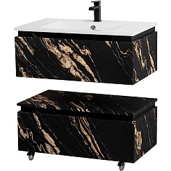 Cezares Тумба с раковиной Slider 80 с 2 ящиками подвесная чёрный фьюжн – фотография-2