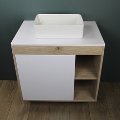 Teymi Тумба с раковиной Nura 80 Helmi Mini 38 подвесная дуб/белый – фотография-2
