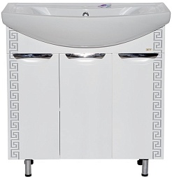 Misty Тумба для умывальника Престиж 105 белая/серебряная патина – фотография-1