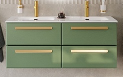 Cezares Тумба с раковиной Eco Cer-N 120 с 4 ящиками фисташковый софт CZR-8073-120-2 ручки сатиновое золото – фотография-1
